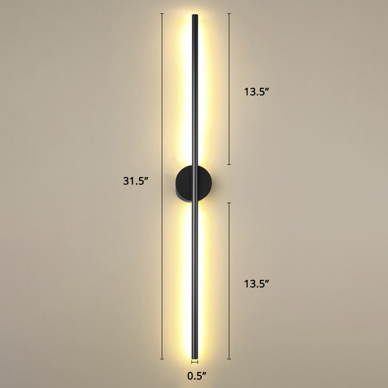 Schwarze Rod LED Wandleuchte Einrichtung Einfacher Stil Metallischer Wandlampenlicht für Wohnzimmer