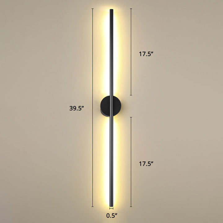 Schwarze Rod LED Wandleuchte Einrichtung Einfacher Stil Metallischer Wandlampenlicht für Wohnzimmer