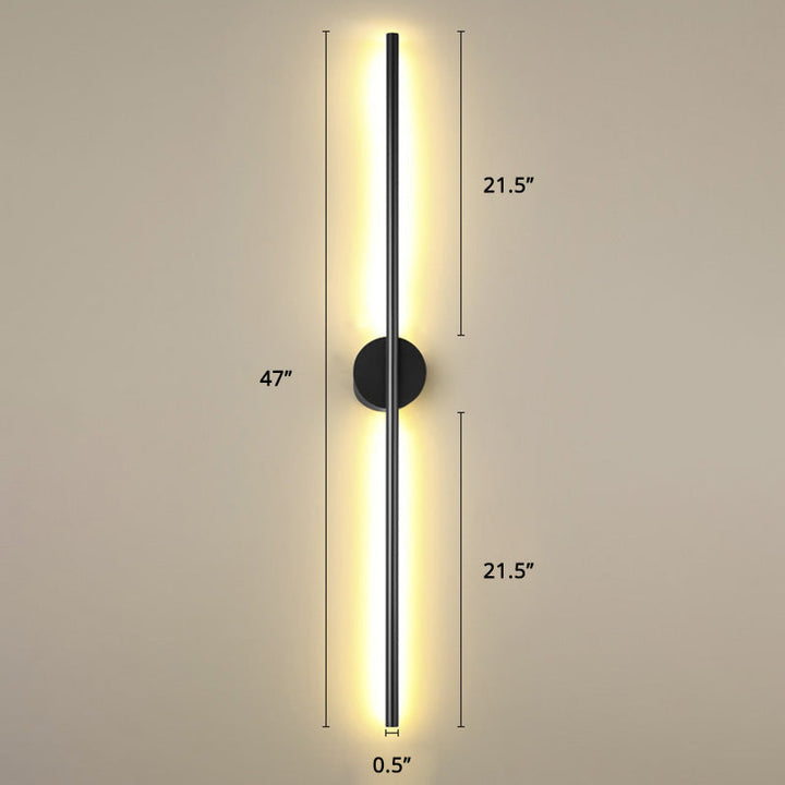 Schwarze Rod LED Wandleuchte Einrichtung Einfacher Stil Metallischer Wandlampenlicht für Wohnzimmer
