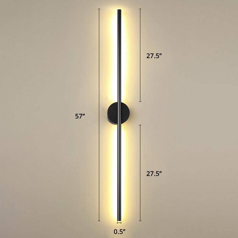 Schwarze Rod LED Wandleuchte Einrichtung Einfacher Stil Metallischer Wandlampenlicht für Wohnzimmer