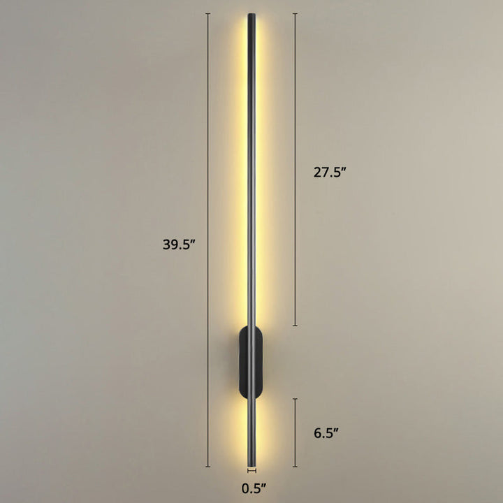 Schwarze Rod LED Wandleuchte Einrichtung Einfacher Stil Metallischer Wandlampenlicht für Wohnzimmer