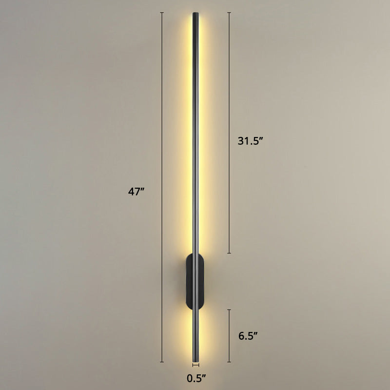 Schwarze Rod LED Wandleuchte Einrichtung Einfacher Stil Metallischer Wandlampenlicht für Wohnzimmer