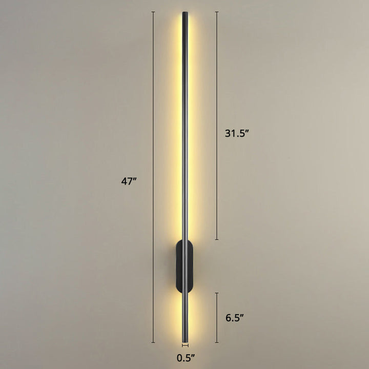 Schwarze Rod LED Wandleuchte Einrichtung Einfacher Stil Metallischer Wandlampenlicht für Wohnzimmer