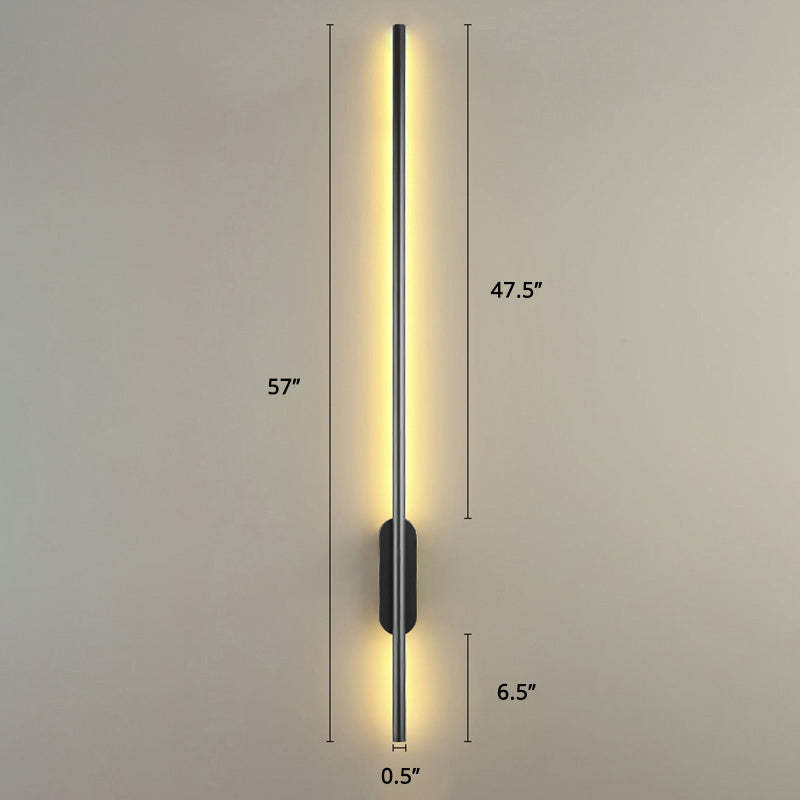 Schwarze Rod LED Wandleuchte Einrichtung Einfacher Stil Metallischer Wandlampenlicht für Wohnzimmer