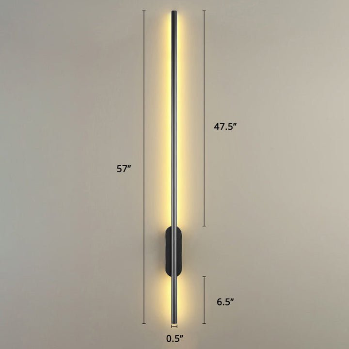 Schwarze Rod LED Wandleuchte Einrichtung Einfacher Stil Metallischer Wandlampenlicht für Wohnzimmer