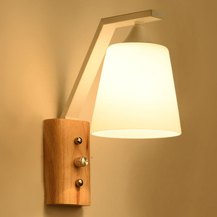 Weißes Glas Wandlicht Holz Deckenlicht für Arbeitszimmer Schlafzimmer