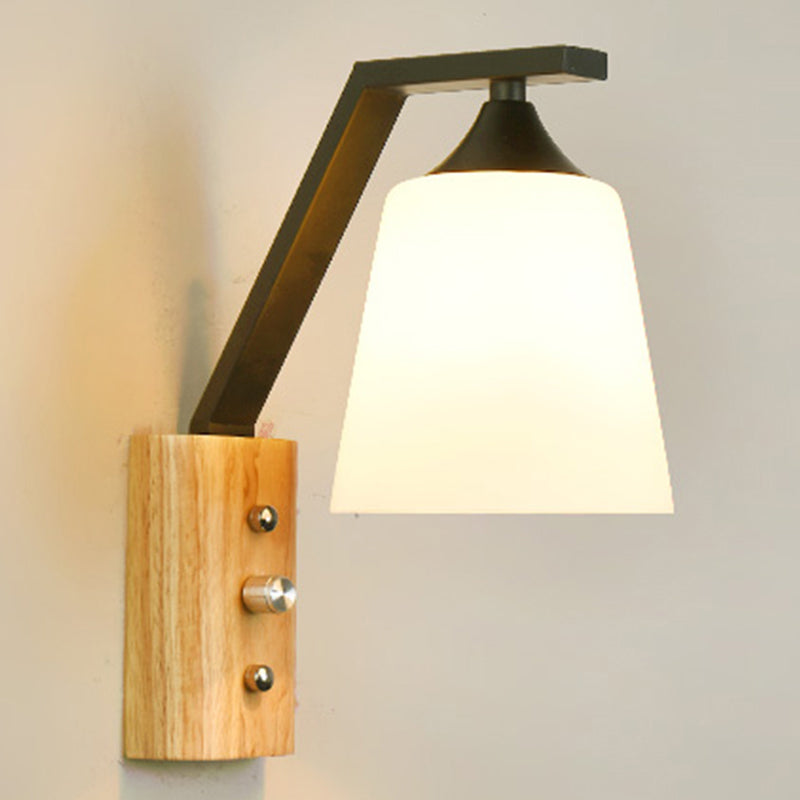 Weißes Glas Wandlicht Holz Deckenlicht für Arbeitszimmer Schlafzimmer