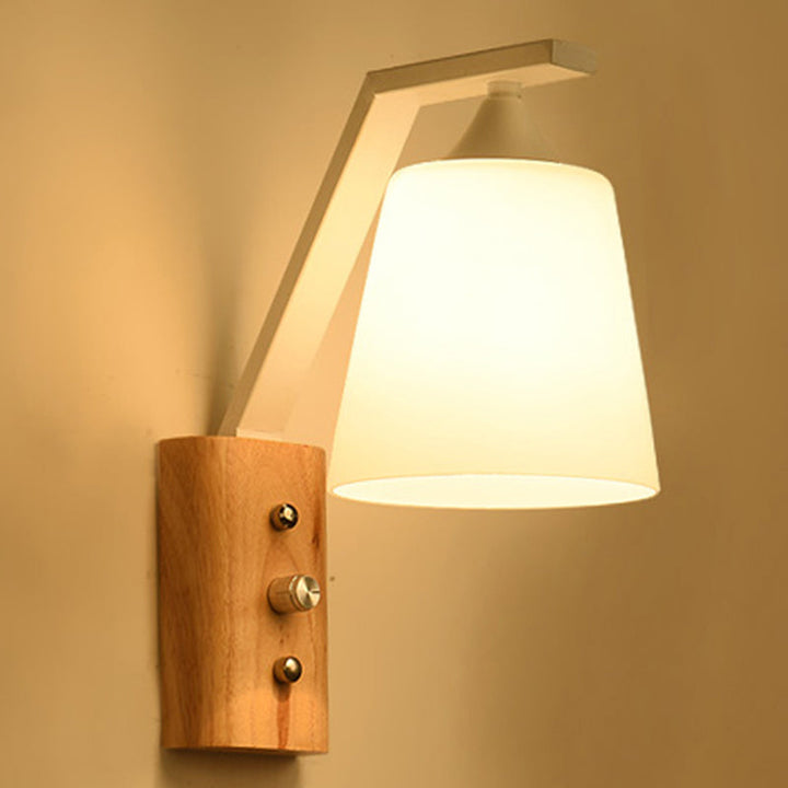 Weißes Glas Wandlicht Holz Deckenlicht für Arbeitszimmer Schlafzimmer