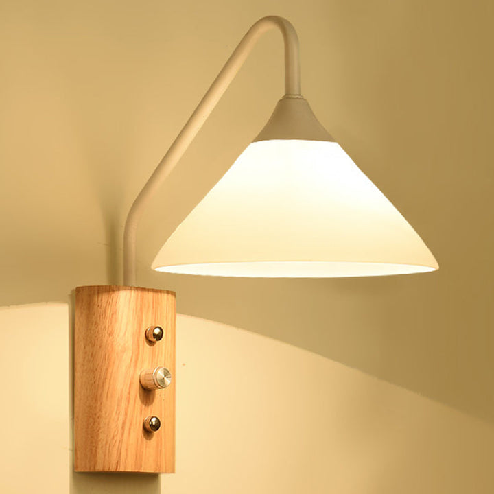 Weißes Glas Wandlicht Holz Deckenlicht für Arbeitszimmer Schlafzimmer