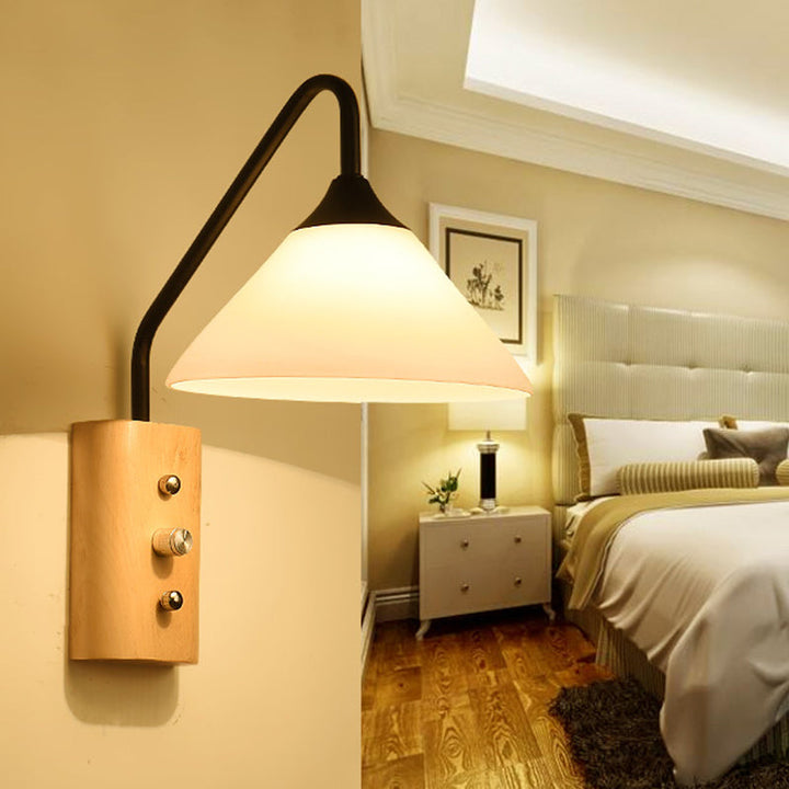 Weißes Glas Wandlicht Holz Deckenlicht für Arbeitszimmer Schlafzimmer