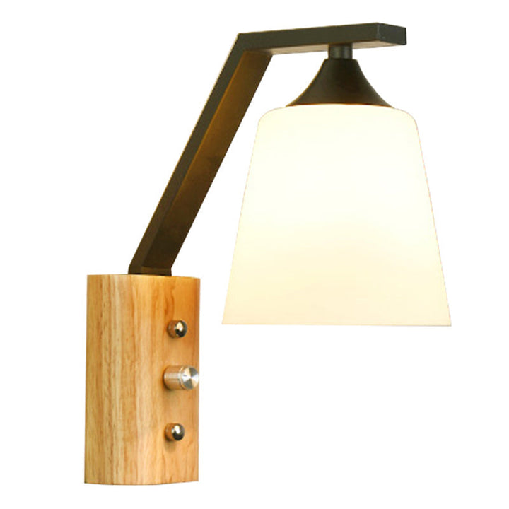 Weißes Glas Wandlicht Holz Deckenlicht für Arbeitszimmer Schlafzimmer