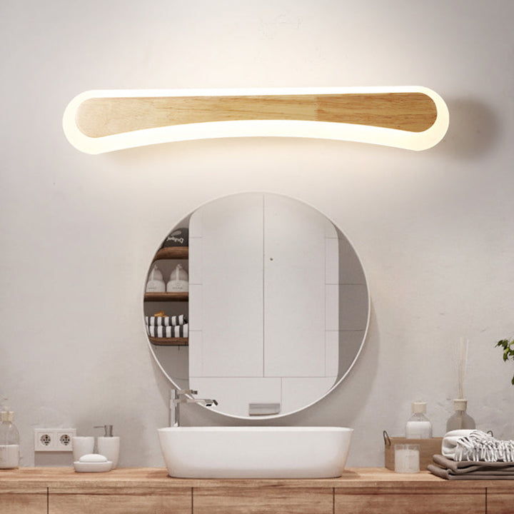 Moderne Badezimmer-Wandlampe Holz LED Waschtischlampen in Acryl-Schirm