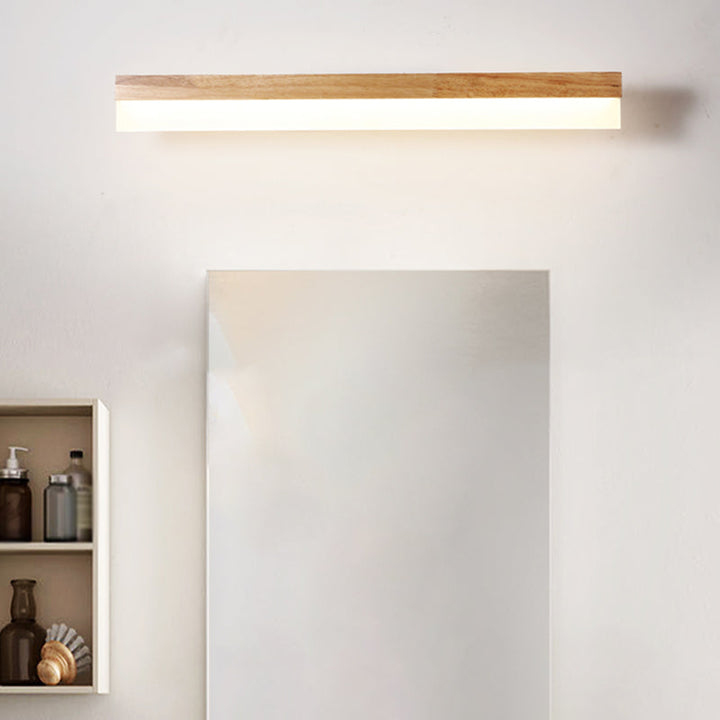Moderne Badezimmer-Wandlampe Holz LED Waschtischlampen in Acryl-Schirm