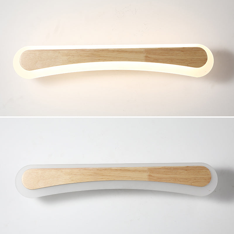 Moderne Badezimmer-Wandlampe Holz LED Waschtischlampen in Acryl-Schirm
