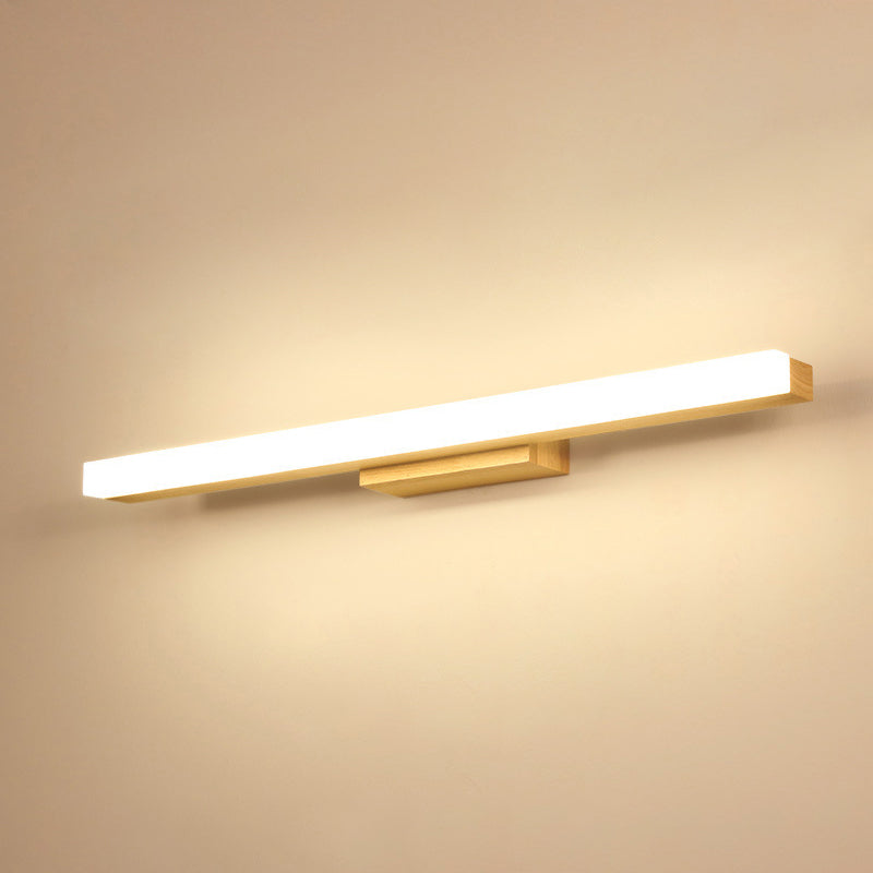 Rechteckige Wandlampe für das Badezimmer Nordic Minimalistischer Stil Holz Einzelne Vanity Light