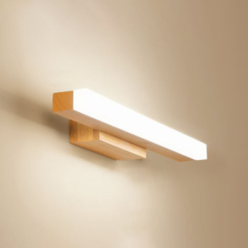 Rechteckige Wandlampe für das Badezimmer Nordic Minimalistischer Stil Holz Einzelne Vanity Light