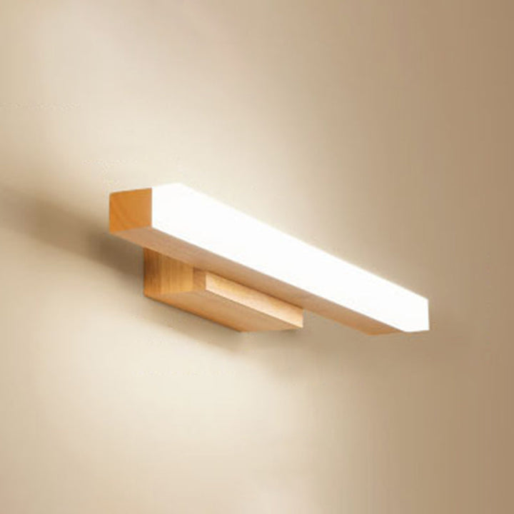 Rechteckige Wandlampe für das Badezimmer Nordic Minimalistischer Stil Holz Einzelne Vanity Light