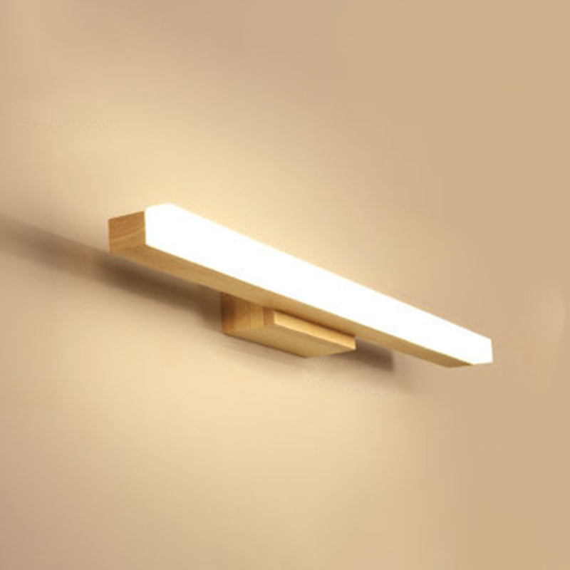 Rechteckige Wandlampe für das Badezimmer Nordic Minimalistischer Stil Holz Einzelne Vanity Light