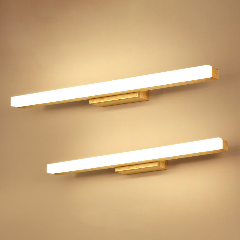 Rechteckige Wandlampe für das Badezimmer Nordic Minimalistischer Stil Holz Einzelne Vanity Light