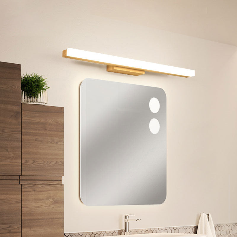 Rechteckige Wandlampe für das Badezimmer Nordic Minimalistischer Stil Holz Einzelne Vanity Light