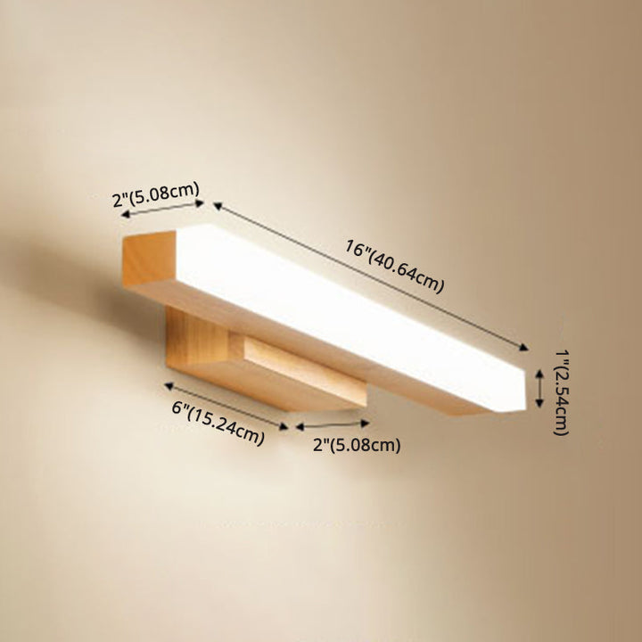 Rechteckige Wandlampe für das Badezimmer Nordic Minimalistischer Stil Holz Einzelne Vanity Light