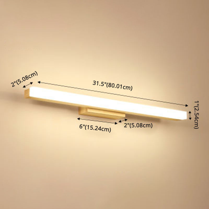 Rechteckige Wandlampe für das Badezimmer Nordic Minimalistischer Stil Holz Einzelne Vanity Light