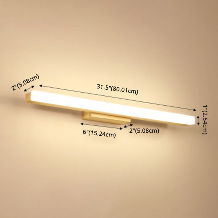 Rechteckige Wandlampe für das Badezimmer Nordic Minimalistischer Stil Holz Einzelne Vanity Light