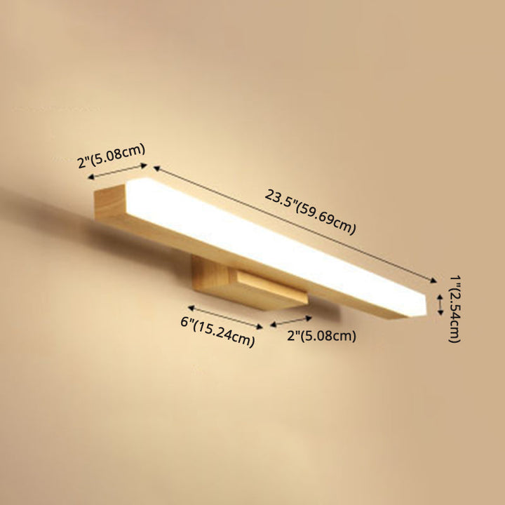 Rechteckige Wandlampe für das Badezimmer Nordic Minimalistischer Stil Holz Einzelne Vanity Light