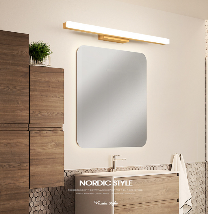 Rechteckige Wandlampe für das Badezimmer Nordic Minimalistischer Stil Holz Einzelne Vanity Light