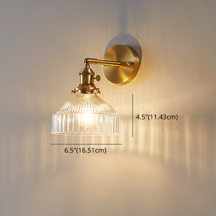 Industrielle Wandlampe Gepresstes Geriffeltes Glas Wandleuchte in Gold-Finish für Schlafzimmer