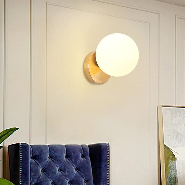 Moderne Einfachheit Wand sconce 1 Licht Metall Wandlampe mit Glasballschirm
