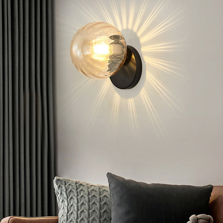 Moderne Einfachheit Wand sconce 1 Licht Metall Wandlampe mit Glasballschirm