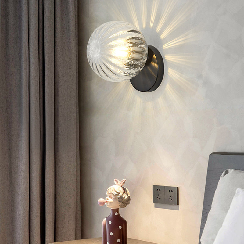 Moderne Einfachheit Wand sconce 1 Licht Metall Wandlampe mit Glasballschirm