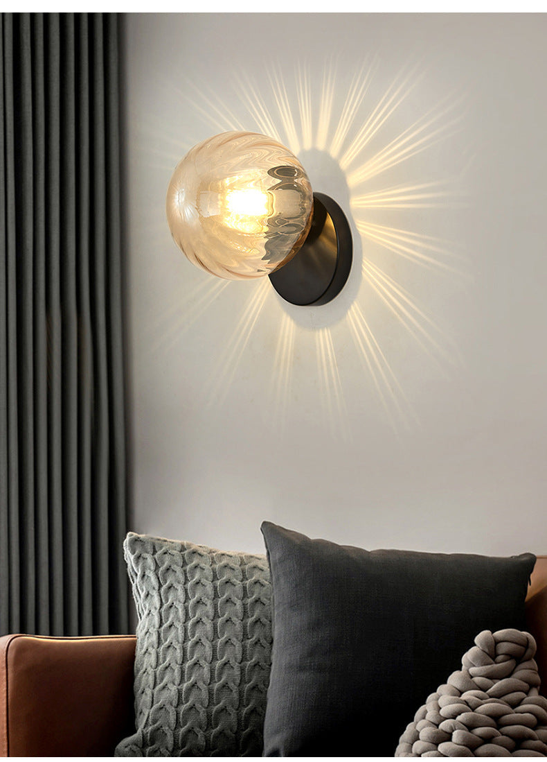 Moderne Einfachheit Wand sconce 1 Licht Metall Wandlampe mit Glasballschirm