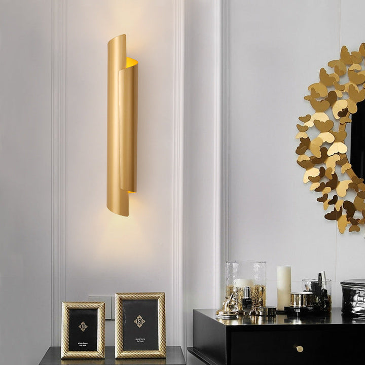 Schwarz/Weiß/Gold Gerollte Wandlampe Modernist Eisen 2-Licht Wandlicht Armatur, 16"/21.5"/29.5" Breit
