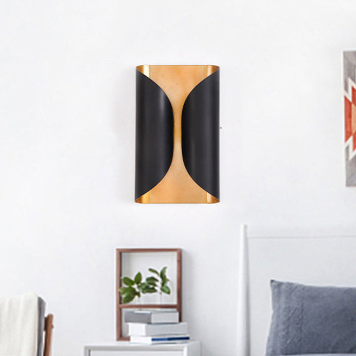 Kolonialstil rollende Oberfläche Wand sconce 2 Licht Metall Wandlamp in Schwarz