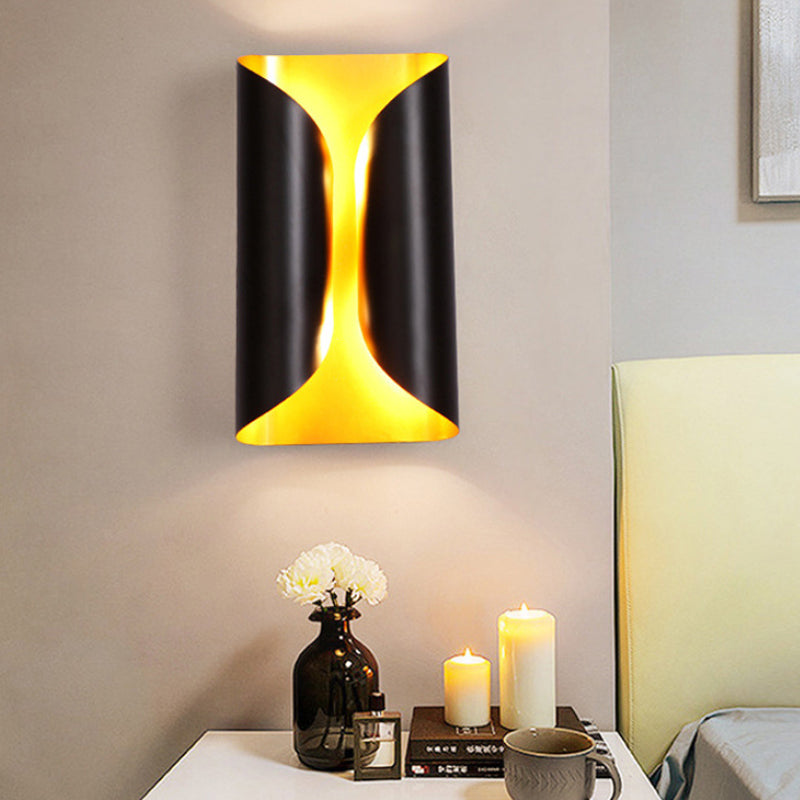 Kolonialstil rollende Oberfläche Wand sconce 2 Licht Metall Wandlamp in Schwarz