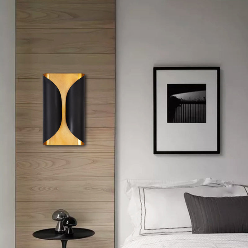 Kolonialstil rollende Oberfläche Wand sconce 2 Licht Metall Wandlamp in Schwarz