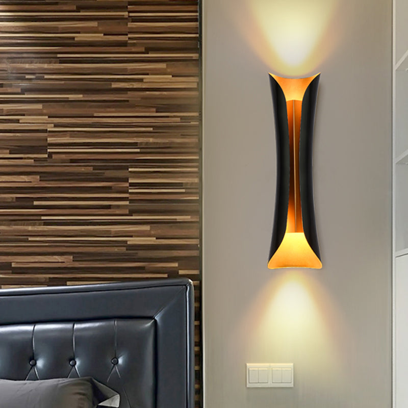 Moderne Curl Wandlampe 13"/21"/30" Höhe 2 Lichter Metallisch Innen Wandbeleuchtung in Schwarz