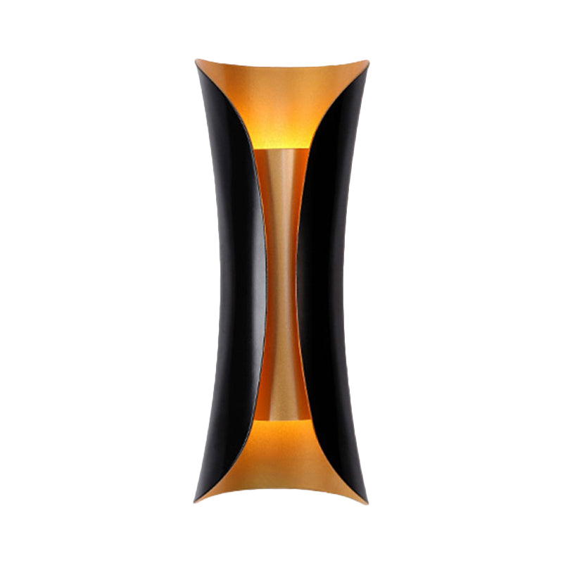 Moderne Curl Wandlampe 13"/21"/30" Höhe 2 Lichter Metallisch Innen Wandbeleuchtung in Schwarz
