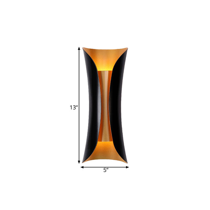 Moderne Curl Wandlampe 13"/21"/30" Höhe 2 Lichter Metallisch Innen Wandbeleuchtung in Schwarz