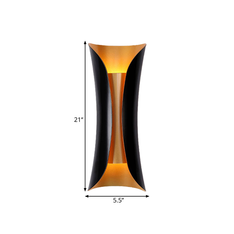 Moderne Curl Wandlampe 13"/21"/30" Höhe 2 Lichter Metallisch Innen Wandbeleuchtung in Schwarz