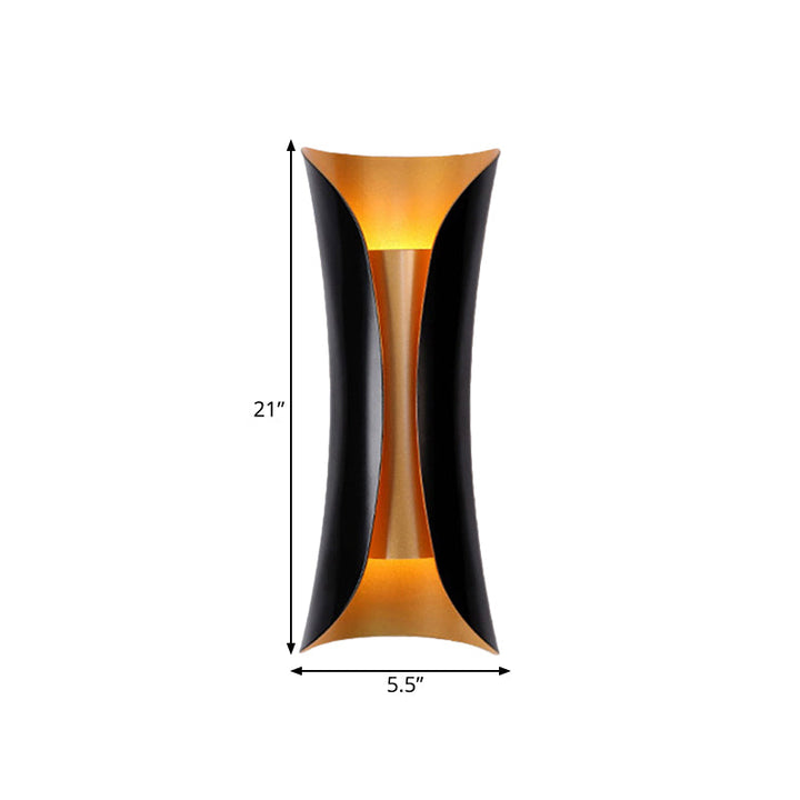 Moderne Curl Wandlampe 13"/21"/30" Höhe 2 Lichter Metallisch Innen Wandbeleuchtung in Schwarz