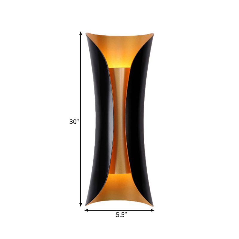 Moderne Curl Wandlampe 13"/21"/30" Höhe 2 Lichter Metallisch Innen Wandbeleuchtung in Schwarz