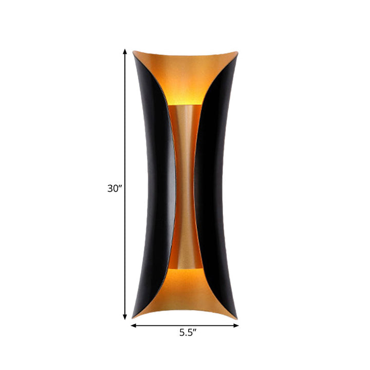 Moderne Curl Wandlampe 13"/21"/30" Höhe 2 Lichter Metallisch Innen Wandbeleuchtung in Schwarz