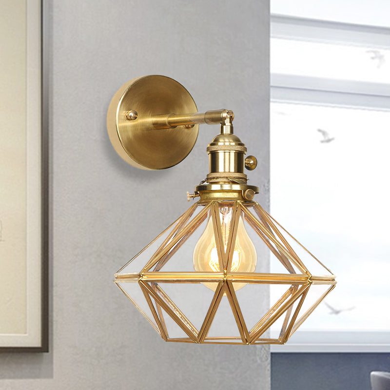 Geometrisch/Globus/Pentagram Wandlampe Zeitgenössische prismatische Glas 1 Glühbirne Messing Wandmontage Lichtarmatur