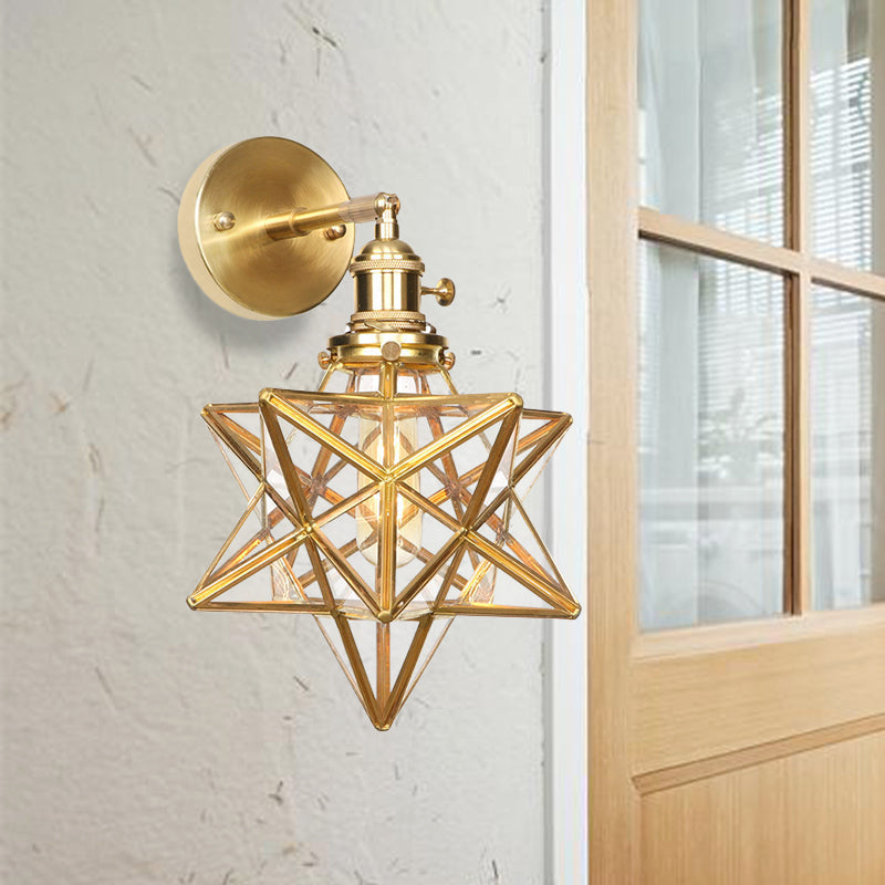 Geometrisch/Globus/Pentagram Wandlampe Zeitgenössische prismatische Glas 1 Glühbirne Messing Wandmontage Lichtarmatur