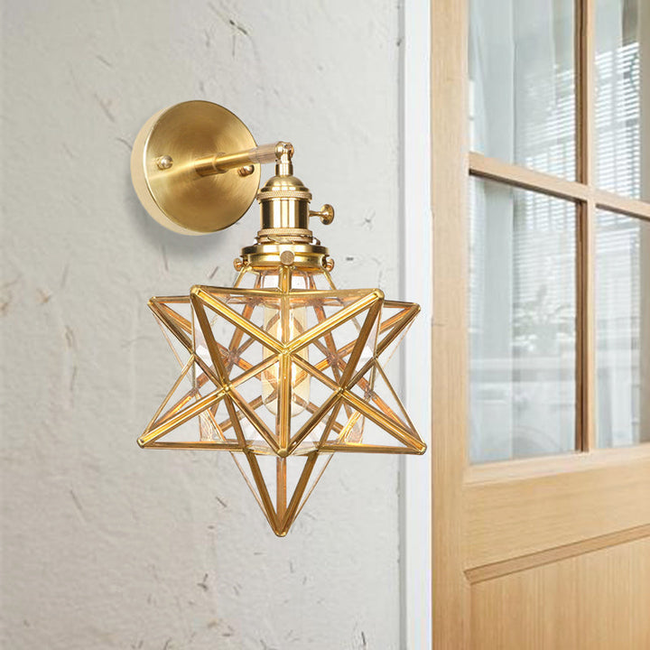 Geometrisch/Globus/Pentagram Wandlampe Zeitgenössische prismatische Glas 1 Glühbirne Messing Wandmontage Lichtarmatur