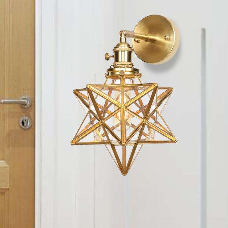 Geometrisch/Globus/Pentagram Wandlampe Zeitgenössische prismatische Glas 1 Glühbirne Messing Wandmontage Lichtarmatur