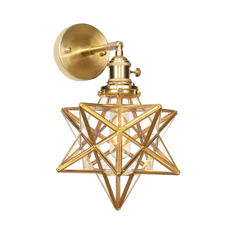 Geometrisch/Globus/Pentagram Wandlampe Zeitgenössische prismatische Glas 1 Glühbirne Messing Wandmontage Lichtarmatur